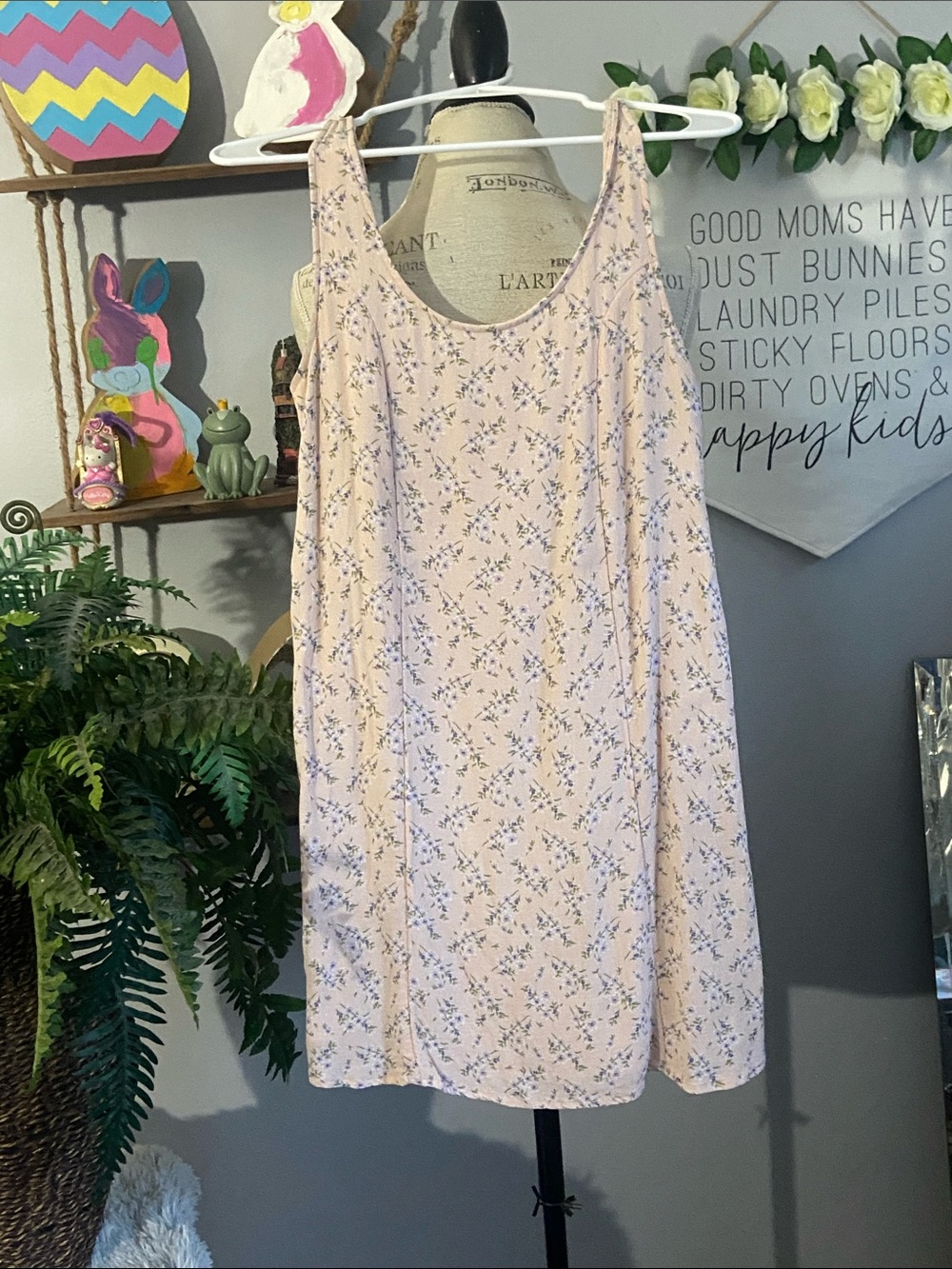 American Eagle S Light Pink Floral Daisy Sleeveless Back Halter Cutout Dress
